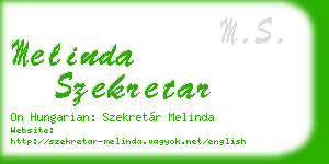 melinda szekretar business card