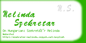 melinda szekretar business card